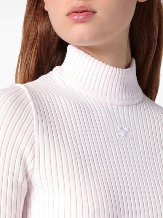 26SS 쿠레쥬 리에디션 니트 탑 숏슬리브 PERMPU026FI0001 5009 White - COURREGES