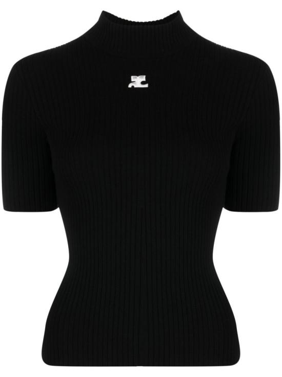 26SS 쿠레쥬 리에디션 니트 탑 숏슬리브 PERMPU026FI0001 9999 Black