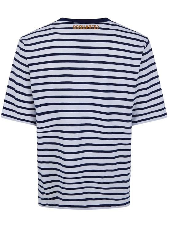 26SS 디스퀘어드2 탑 S74GD1533 D20107 001F WHITE BLUE NAVY - DSQUARED2