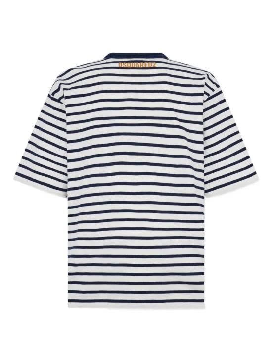 26SS 디스퀘어드2 탑 S74GD1533 D20107 001F WHITE BLUE NAVY - DSQUARED2