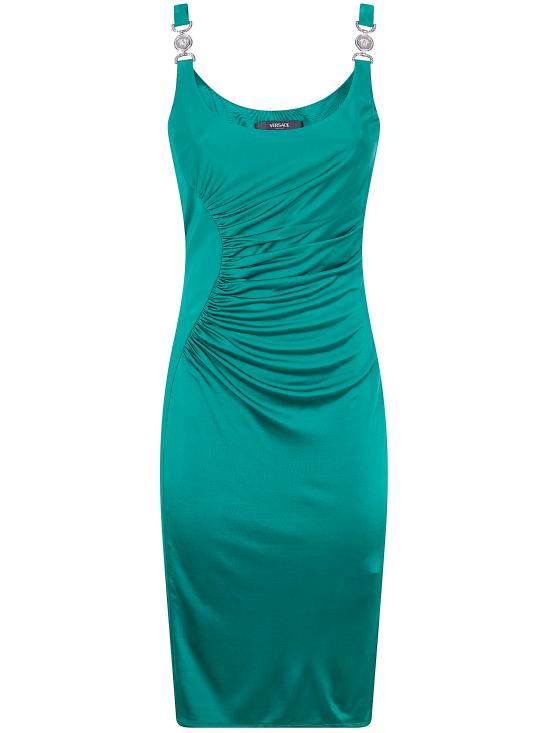 26SS 베르사체 미디 원피스 1022606 1A12497 1GQ50 EMERALD - VERSACE
