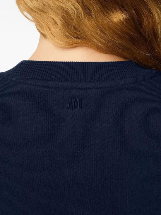 26SS 아미 스몰 하트 로고 스웨트셔츠 BFUSW035 730 430 NIGHT BLUE - AMI