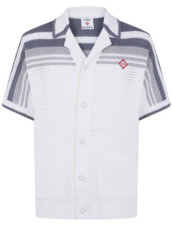 26SS 카사블랑카 긴팔 셔츠 M SP26 KW 933 01 WHITE GREY - CASABLANCA