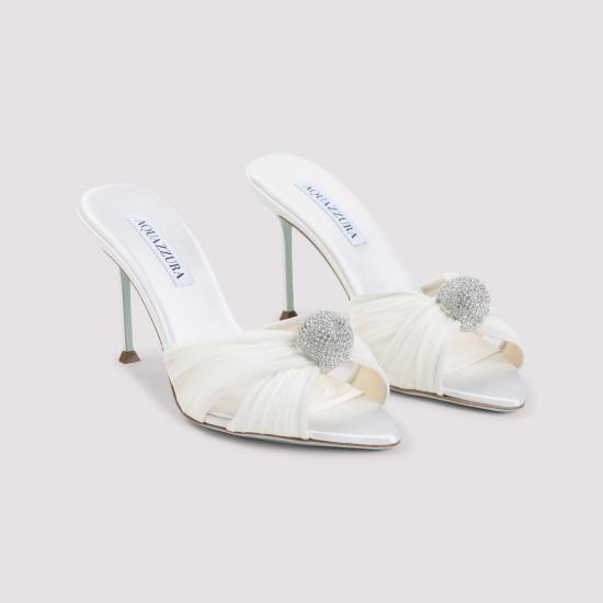 26SS 아쿠아주라 뮬/슬리퍼 MSYMIDBR CHA FFF WHITE - AQUAZZURA