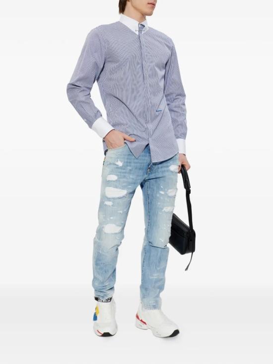 26SS 디스퀘어드2 긴팔 셔츠 S74DM0998 D35441 001F BLUE NAVY WHITE - DSQUARED2