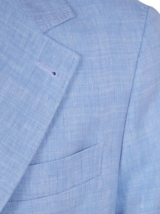 26SS 브루넬로 쿠치넬리 리넨 버진 울 블렌디드 셰브런 디컨스트럭티드 블레이저 MZ4087BTD C024 LIGHT BLUE - BRUNELLO CUCINELLI