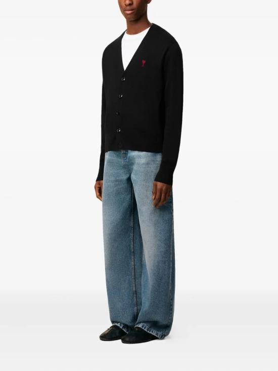 26SS 아미 ADC 울 V넥 가디건 HKC361 001 009 BLACK RED - AMI