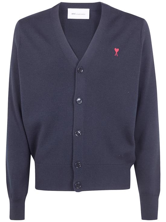 26SS 아미 ADC 울 V넥 가디건 HKC361 001 009 BLACK RED - AMI