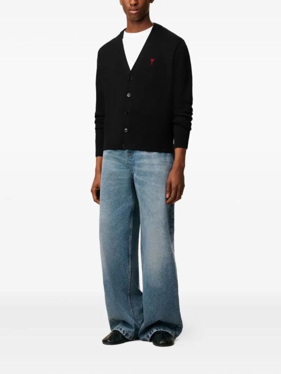 26SS 아미 ADC 울 V넥 가디건 HKC361 001 009 BLACK RED - AMI