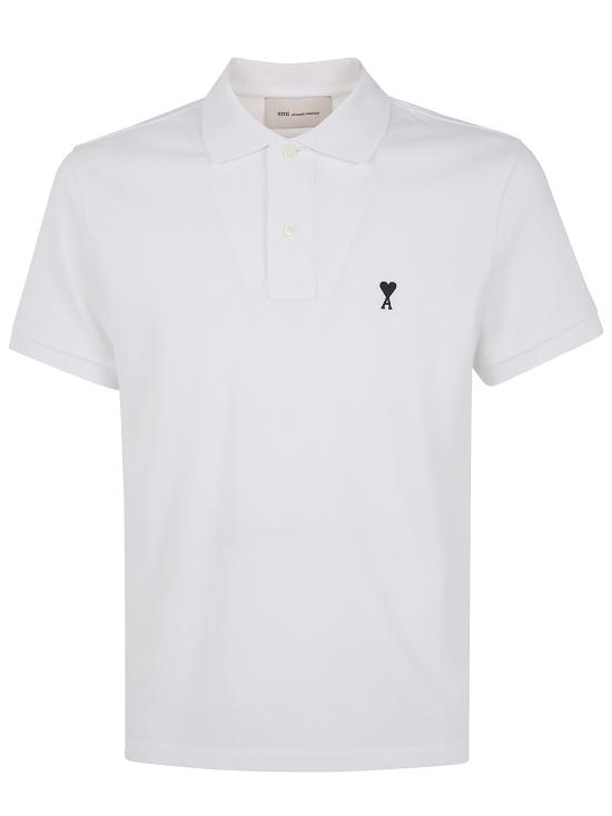 26SS 아미 스몰 하트 로고 폴로 티셔츠 HPL411 760 100 WHITE - AMI