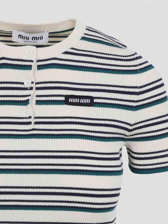26SS 미우미우 반팔 티셔츠 MML03YSOOO1848F0018 Beige - MIU MIU