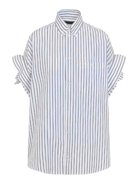 26SS 발렌시아가 턱드 슬리브 셔츠 857833TTM339086 Blue