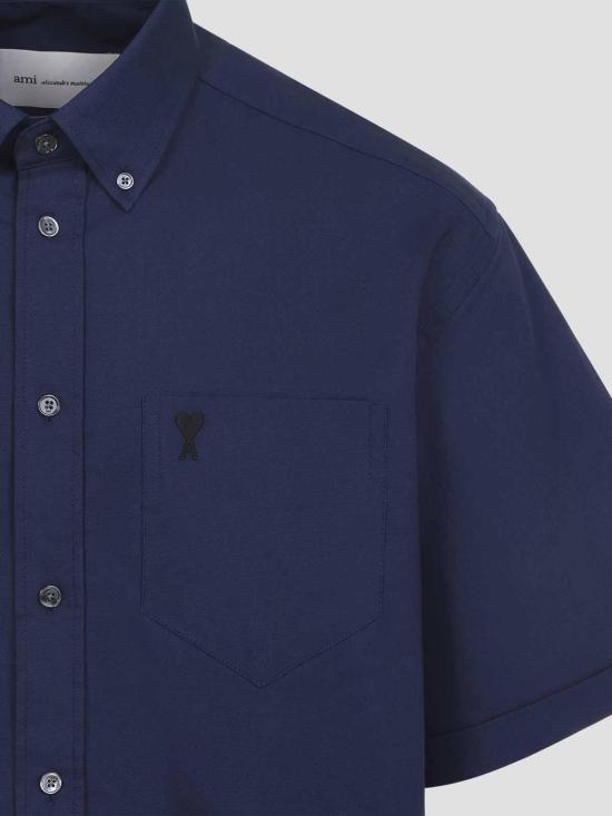 26SS 아미 반팔 셔츠 HSH823CO0210A021 Blue - AMI