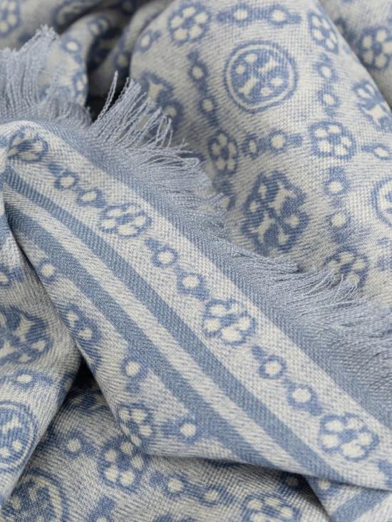26SS 토리버치 T 모노그램 플로럴 오블롱 스카프 181355400 Light Blue - TORY BURCH