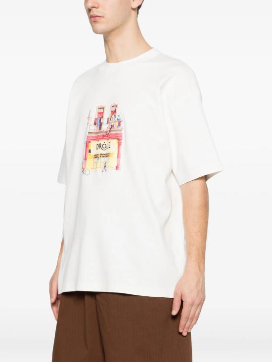 26SS 드롤드무슈 반팔 티셔츠 KTS307CO002 OW White - DROLE DE MONSIEUR