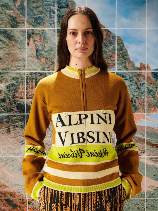  헨릭 빕스코브 스웨터 Henrik Vibskov 레이스 저지 긴팔 탑 Camel Alpini - HENRIK VIBSKOV