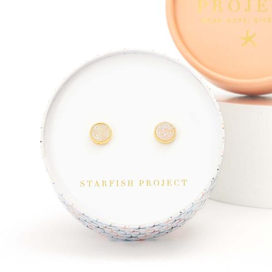  스타피쉬 프로젝트 이어링 브리타니 화이트 아게이트 스터드 귀걸이 - STARFISH PROJECT