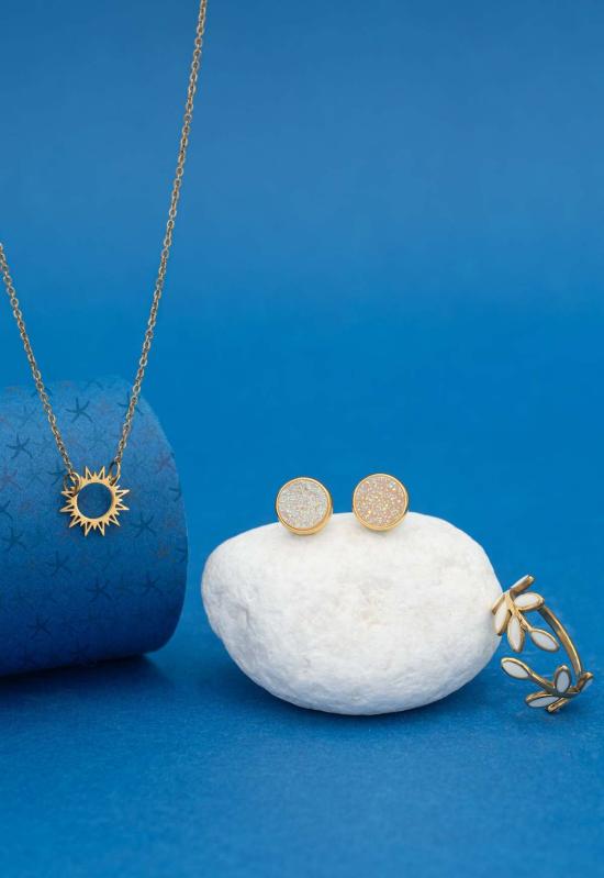  스타피쉬 프로젝트 이어링 브리타니 화이트 아게이트 스터드 귀걸이 - STARFISH PROJECT