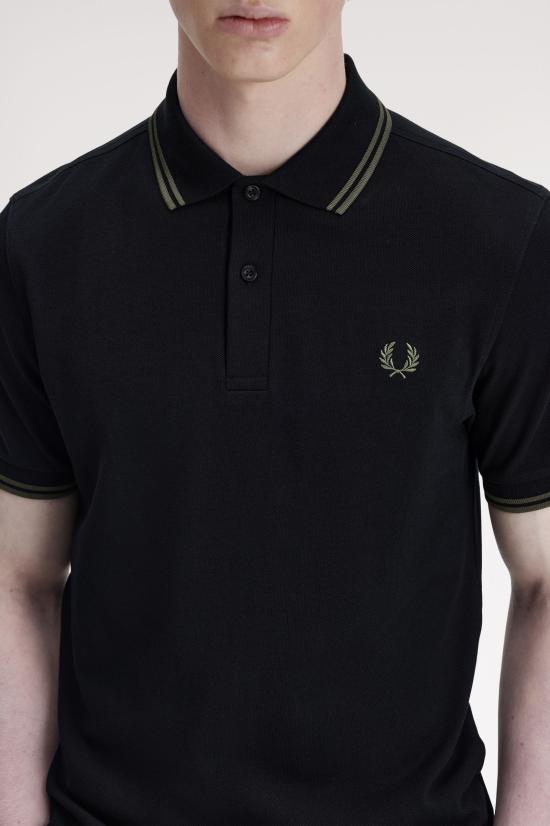 26SS 프레드페리 폴로 티셔츠 M3600 T44 Black fieldgreen - FRED PERRY