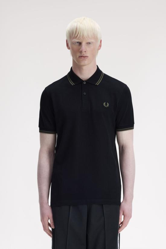 26SS 프레드페리 폴로 티셔츠 M3600 T44 Black fieldgreen - FRED PERRY