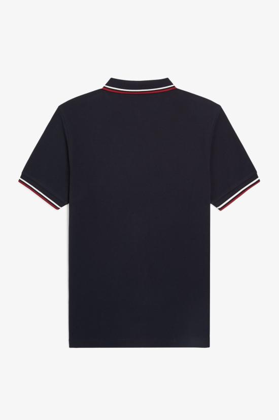 26SS 프레드페리 폴로 티셔츠 M3600 T55 Nvy swht bntred - FRED PERRY