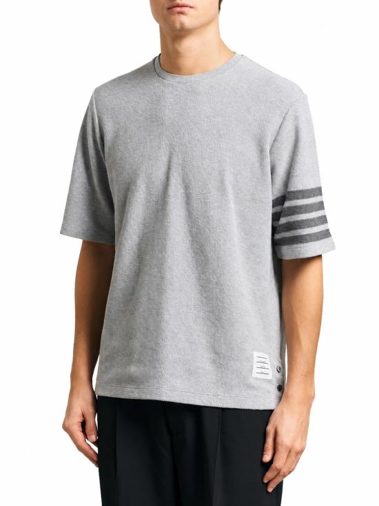 26SS 톰브라운 텍스처드 피케 4바 티 MJS296A J0248 050 PALE GREY DOM - THOM BROWNE