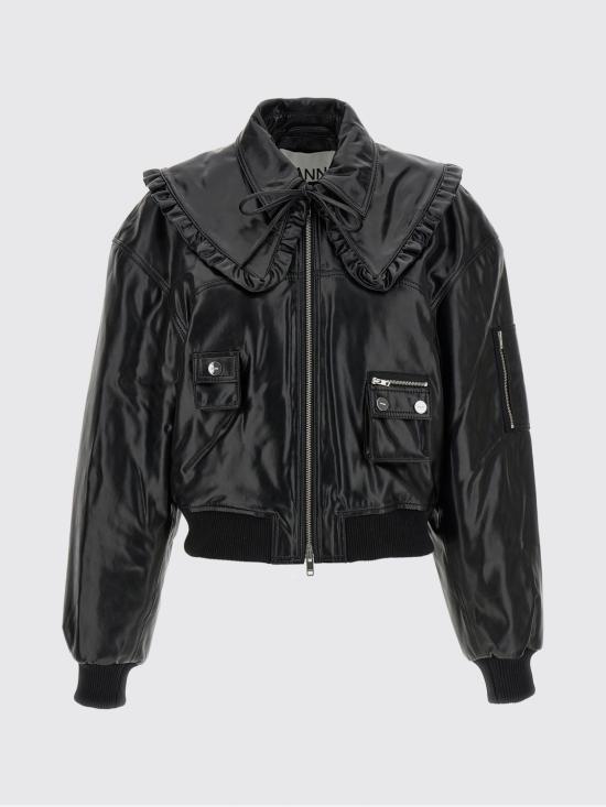 26SS 가니 7093 퓨쳐 리사이클 레더 봄버 자켓 A1010059 099 Black - GANNI