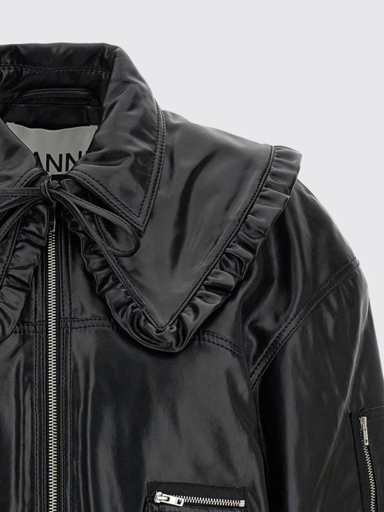 26SS 가니 7093 퓨쳐 리사이클 레더 봄버 자켓 A1010059 099 Black - GANNI