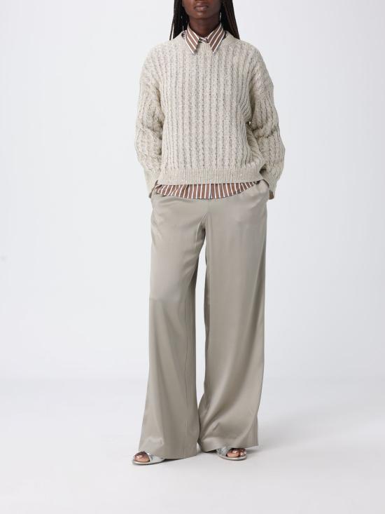 26SS 브루넬로 쿠치넬리 리넨 대즐링 케이블 오픈워크 스웨터 MCO559710 C8925 Beige - BRUNELLO CUCINELLI