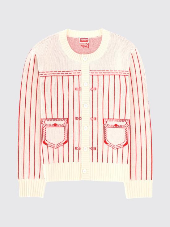 26SS 겐조 트롱프뢰유 가디건 FG55CA7683DH 02 White - KENZO