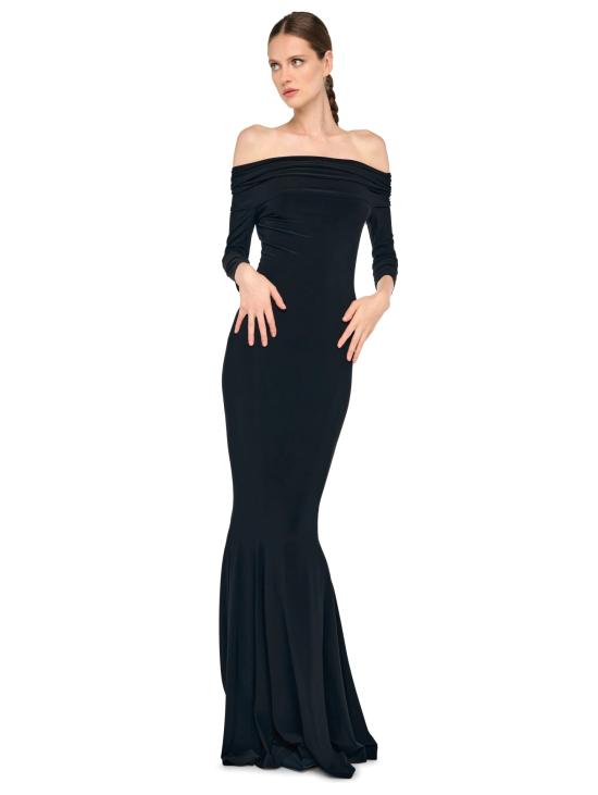 26SS 노마카말리 롱 원피스 KK1263PLT660013 4 sleeve cowl neck fishtail gown - NORMA KAMALI