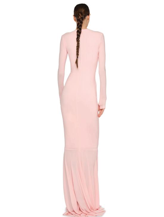 26SS 노마카말리 롱 원피스 KK1263PLT68838long sleeve v neck shirred front fishtail gown - NORMA KAMALI
