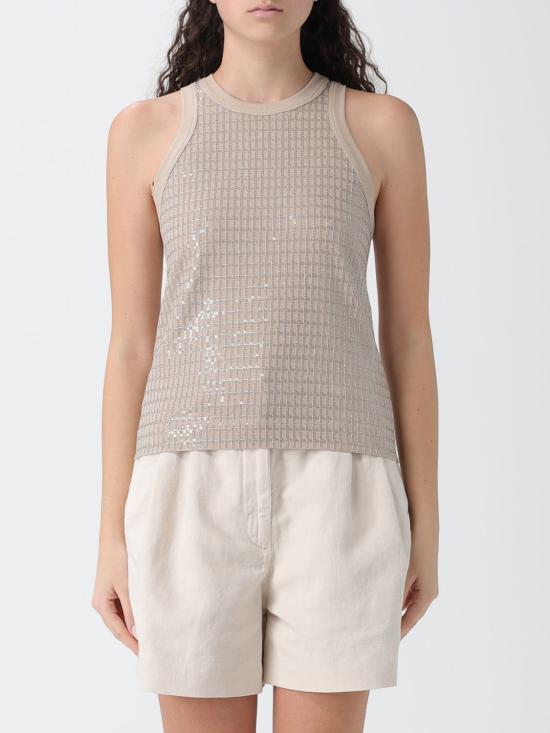 26SS 브루넬로 쿠치넬리 민소매 티셔츠 M0T18HK500 C8539 Beige