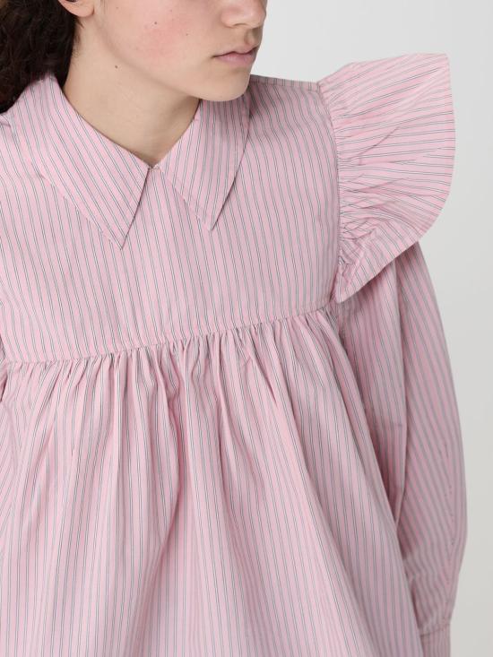 26SS 가니 스트라이프 프릴 블라우스 A1040084 868 Pink - GANNI