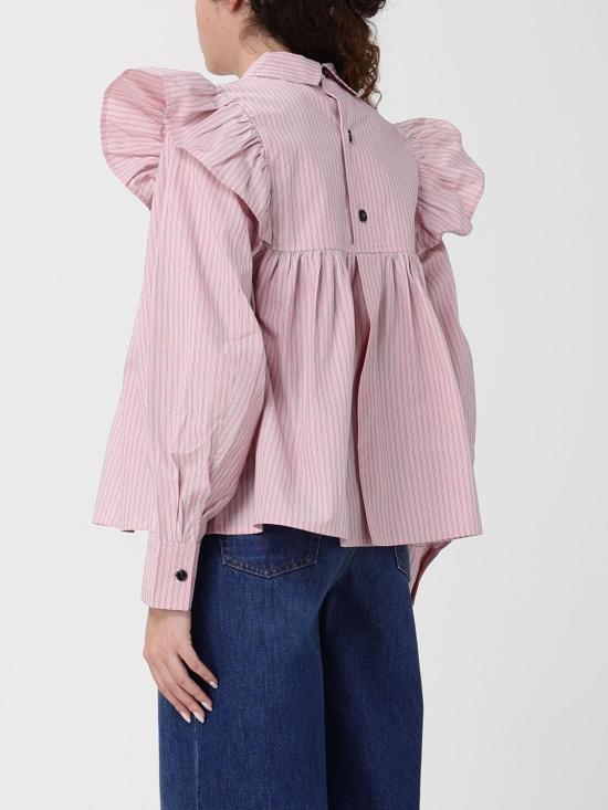 26SS 가니 스트라이프 프릴 블라우스 A1040084 868 Pink - GANNI
