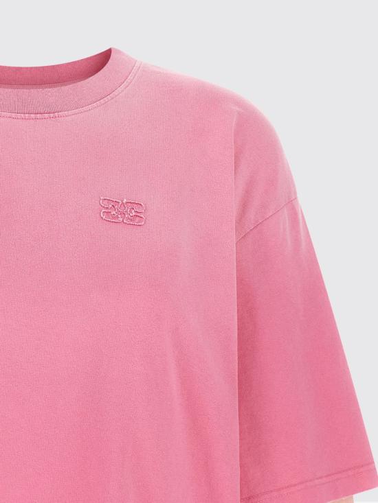 26SS 가니 헤비 코튼 저지 롱슬리브 위시드 이펙트 티셔츠 A1050044 868 Pink - GANNI