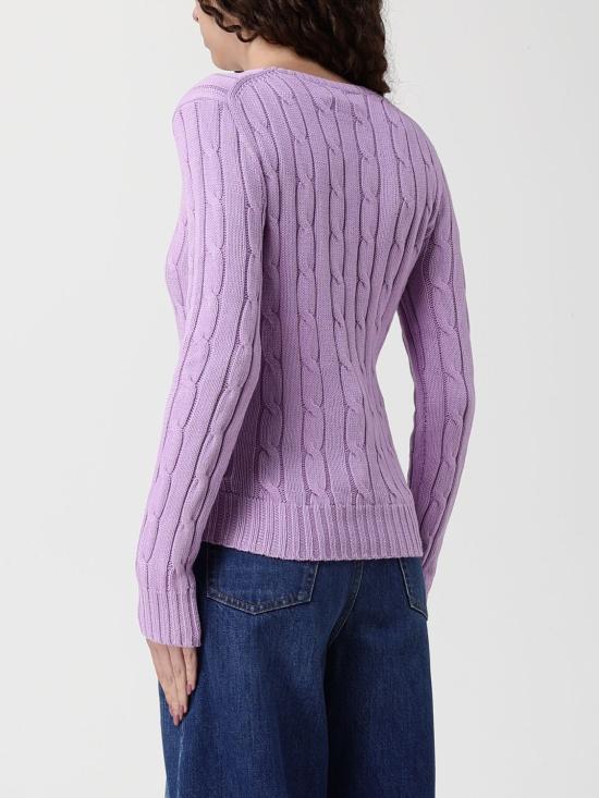 26SS 폴로 랄프로렌 포니 로고 피마코튼 케이블 니트 스웨터 211971869 505 Lilac - POLO RALPH LAUREN
