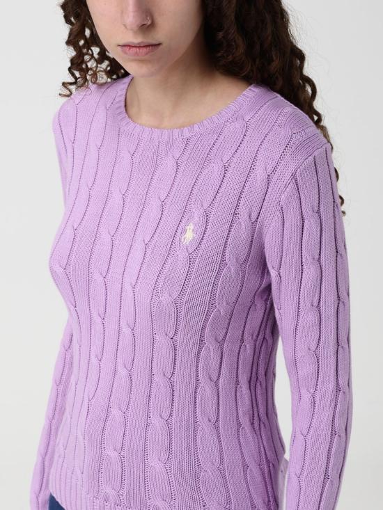 26SS 폴로 랄프로렌 포니 로고 피마코튼 케이블 니트 스웨터 211971869 505 Lilac - POLO RALPH LAUREN