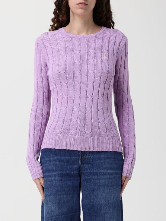 26SS 폴로 랄프로렌 포니 로고 피마코튼 케이블 니트 스웨터 211971869 505 Lilac