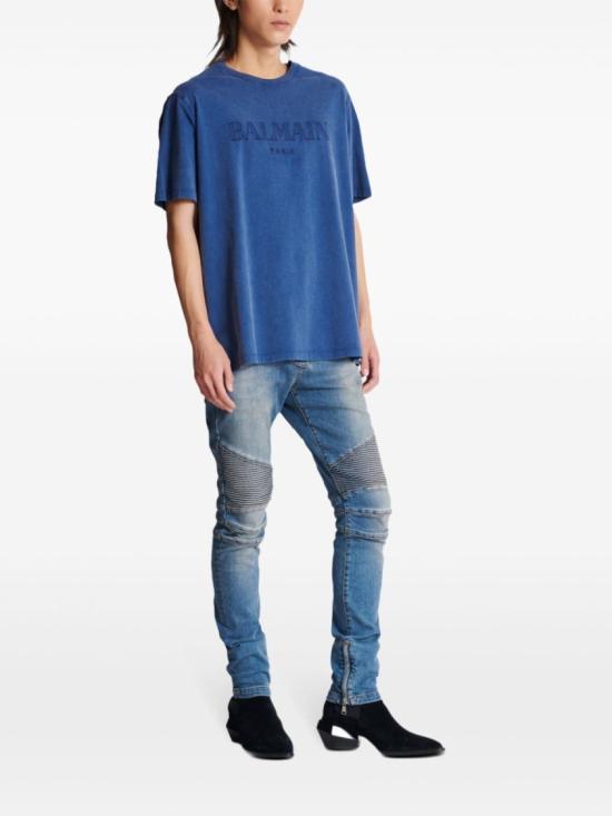25SS 발망 반팔 티셔츠 DH1EG010BC72 SOS Blue - BALMAIN