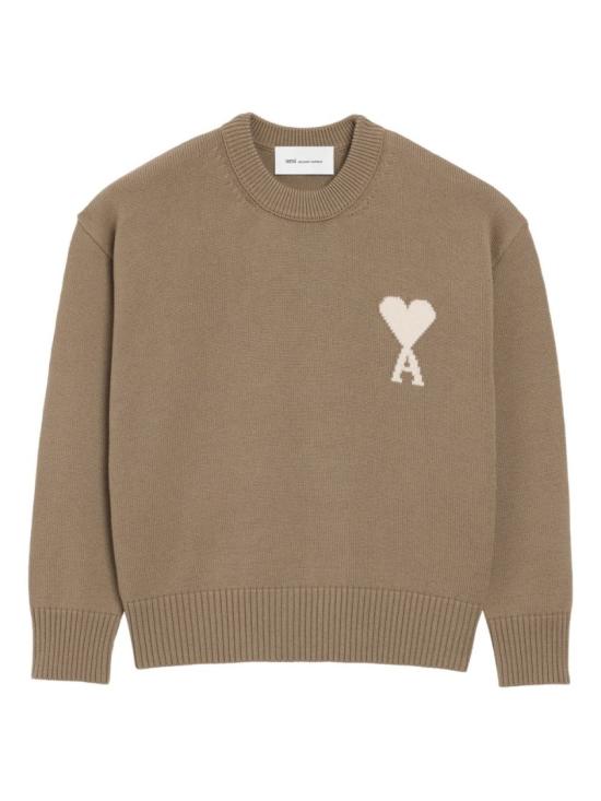 26SS 아미 ADC 울 & 코튼 크루넥 하트 스웨터 UKS859 KN0156 A117 Brown