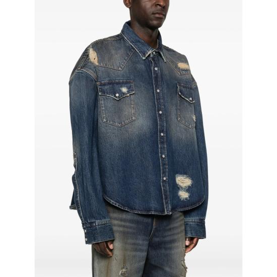 26SS 베트멍 데님 셔츠 ME76DS071D WOBLU BLUE - VETEMENTS