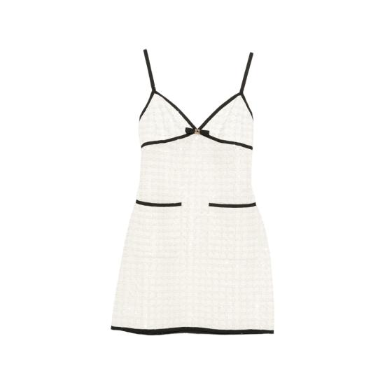 26SS 엘리 사브 숏 원피스 D1005 WHWHI NEUTRALS