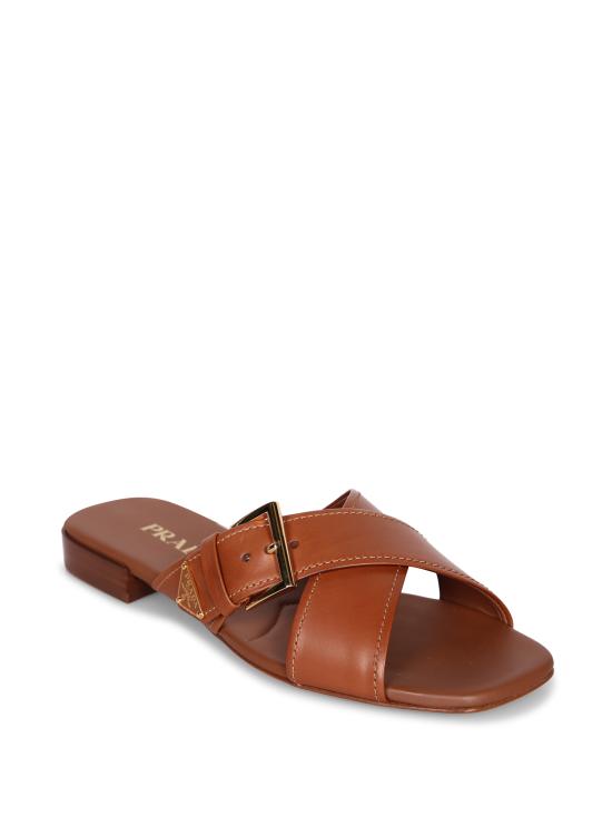 26SS 프라다 레더 크리크로스 버클 슬라이드 1XX778 248 F0054 Brown - PRADA