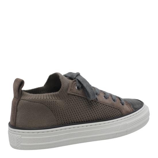 26SS 브루넬로 쿠치넬리 프레셔스 토 코튼 니트 & 스웨이드 스니커즈 MZ35G2650 C8705 Brown - BRUNELLO CUCINELLI