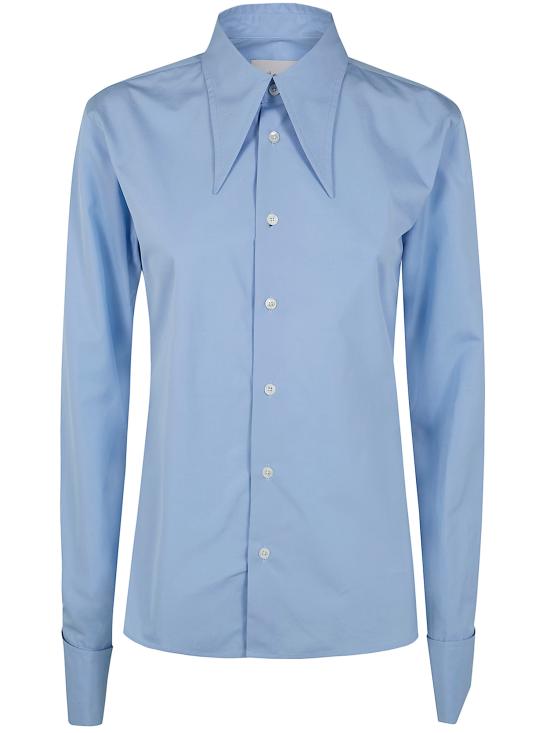 26SS 아미 블렌디드 실크 샤프 칼라 어드저스티드 셔츠 FSH817 CO0063 484 BLUE CACHEMIRE - AMI