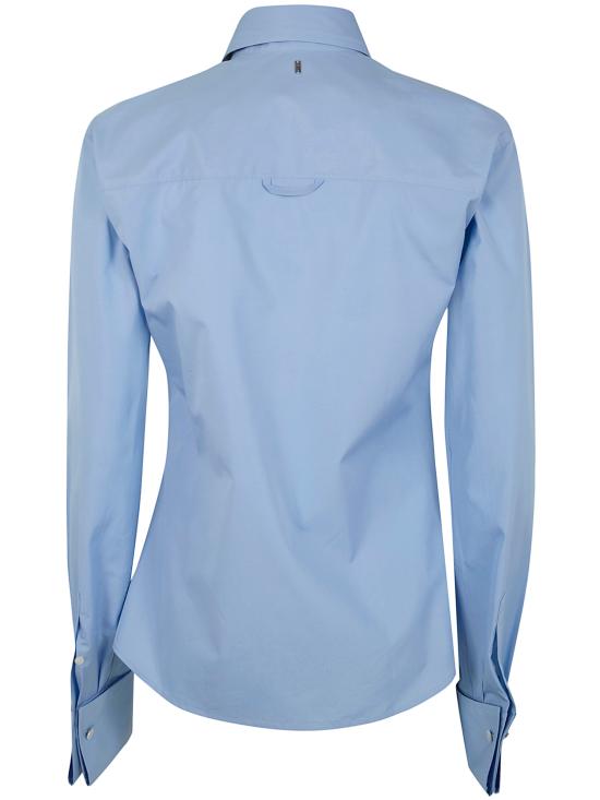 26SS 아미 블렌디드 실크 샤프 칼라 어드저스티드 셔츠 FSH817 CO0063 484 BLUE CACHEMIRE - AMI