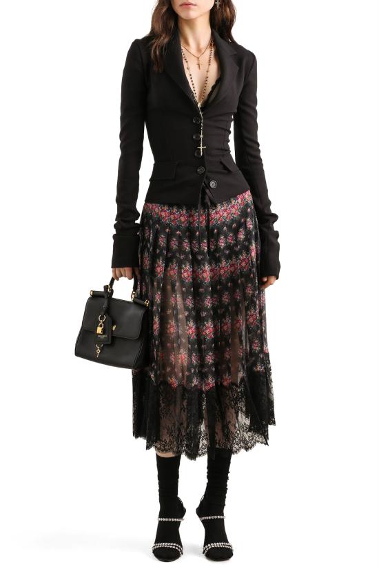 26SS 돌체앤가바나 미디 스커트 F4DB4TFSSLB HN5XK Mazzolini fiori fner - DOLCE & GABBANA