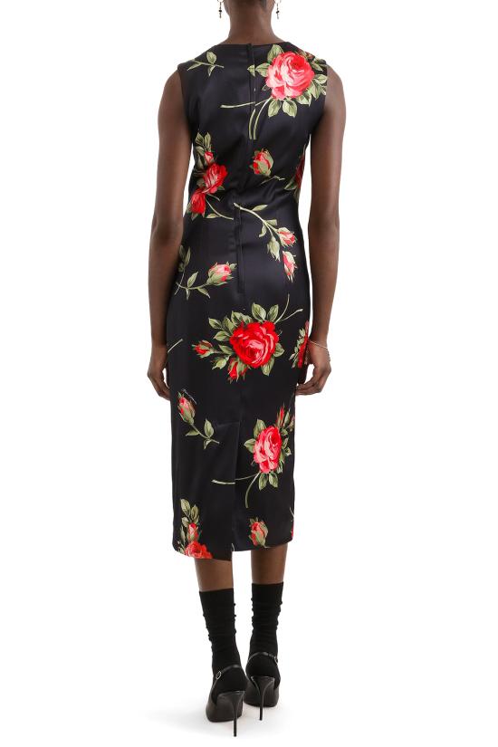 26SS 돌체앤가바나 미디 원피스 F6GASTFSICD HN5ZN Bouquet rose f nero - DOLCE & GABBANA