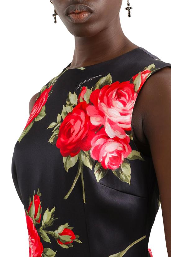 26SS 돌체앤가바나 미디 원피스 F6GASTFSICD HN5ZN Bouquet rose f nero - DOLCE & GABBANA